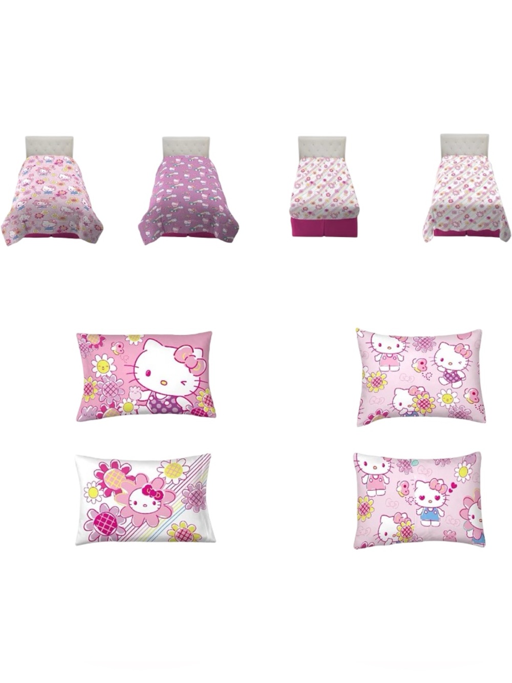 Hello Kitty Rainbow Garden Girls 5 Pc Pink Reversible Comforter Sheets Set Twin - Picture 6 of 11
